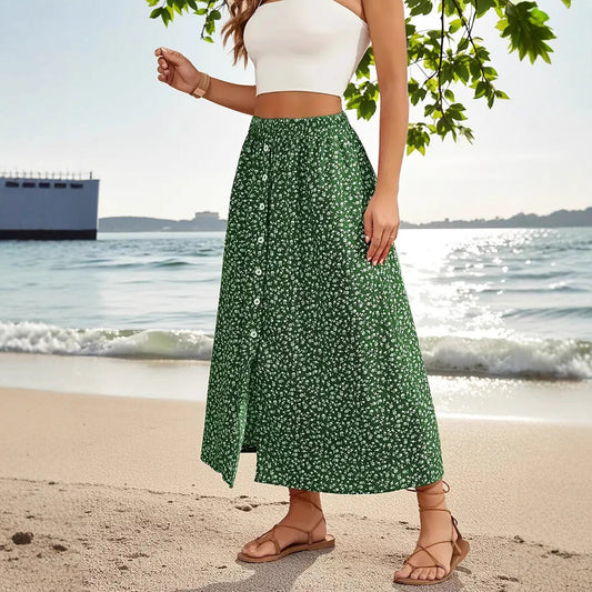 Pastoral Floral A-Line Skirt by Greta 