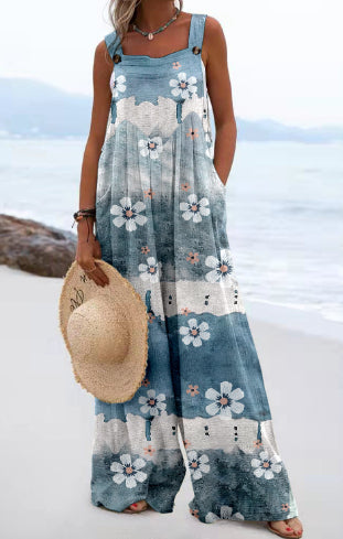 Vibrant Print Greta  Wide Leg Romper