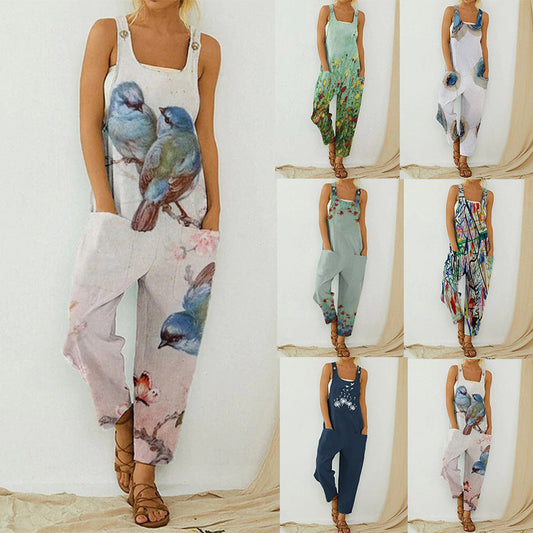 Artful Print Greta  Loose Jumpsuit Trousers