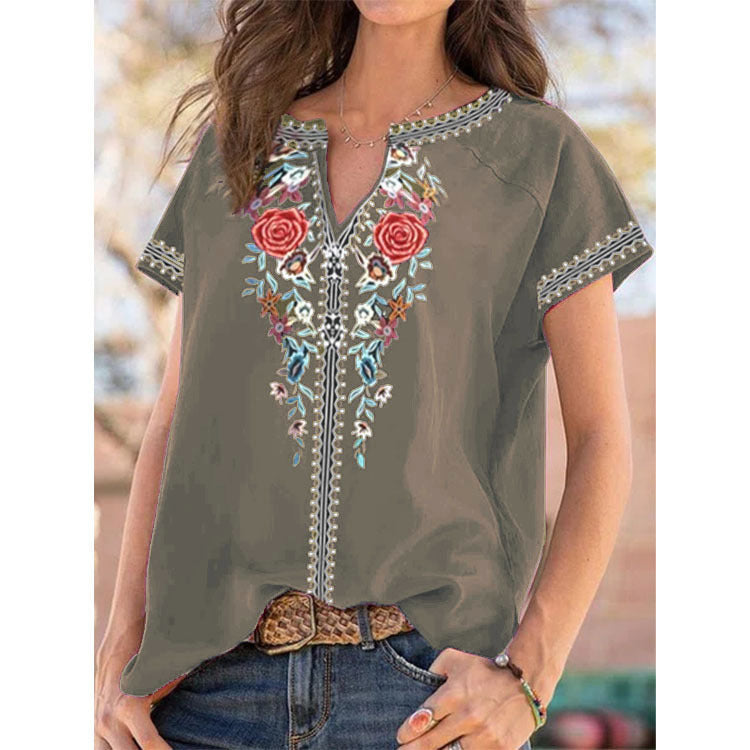 Ethnic Print Short Sleeve Top Greta 