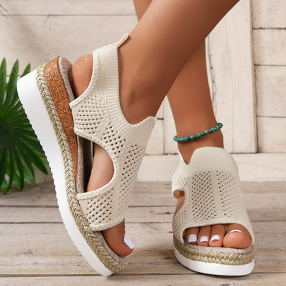 Chic Woven Wedge Sandals by Greta 