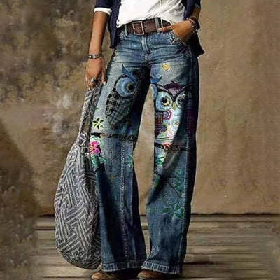 Artistic Floral Wide Leg Pants by Greta 