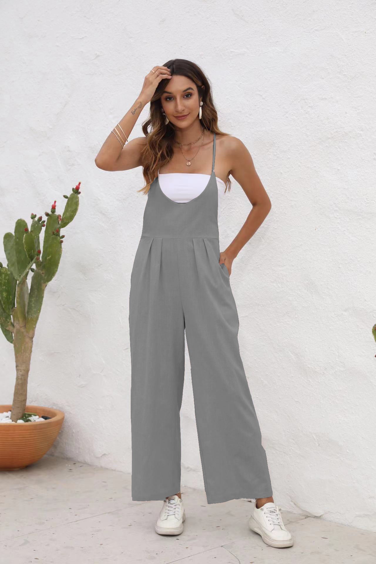 Chic Linen Blend Greta  Casual Jumpsuit