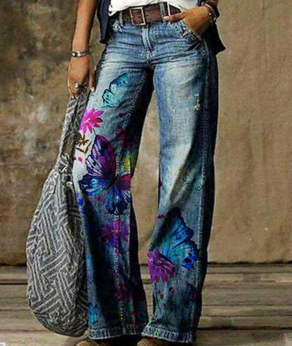 Artistic Floral Wide Leg Pants by Greta 