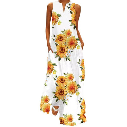 Elegant Printed Pocket Maxi Dress by Greta 
