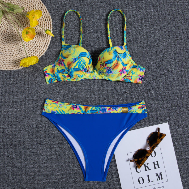 Floral Gathered Greta  Backless Bikini Set