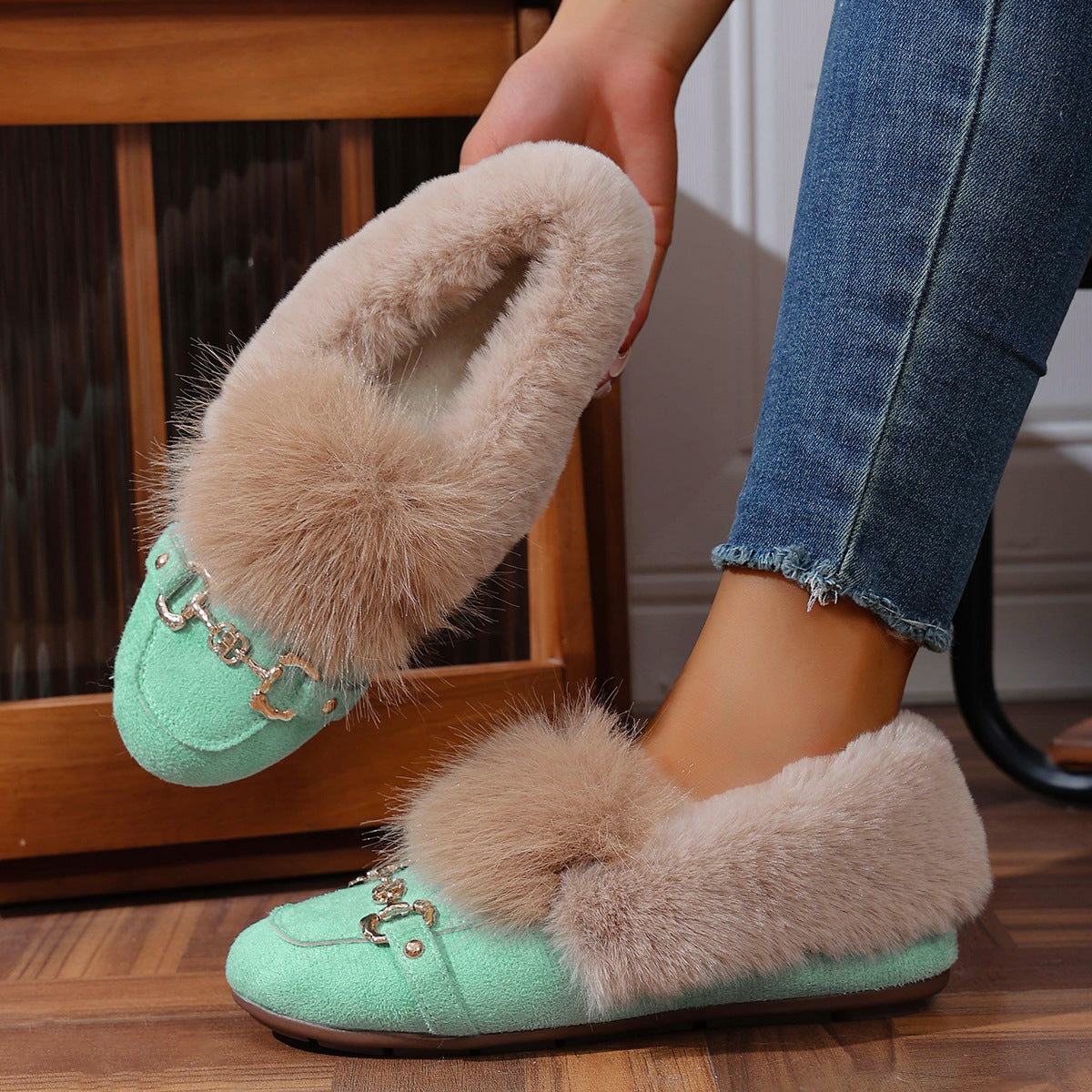 Velvet Plush Loafers by Greta 