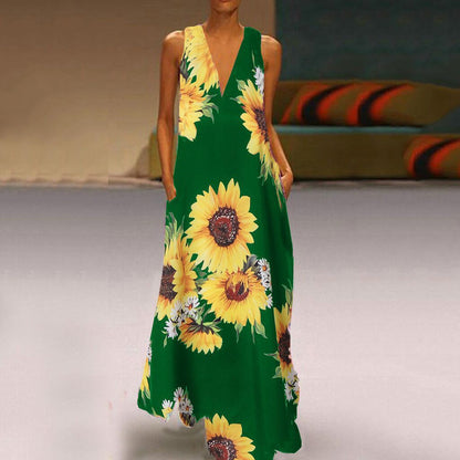 Boho Floral Greta  Sleeveless Maxi Dress