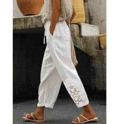 Elegant Cotton Linen Cropped Pants Greta 