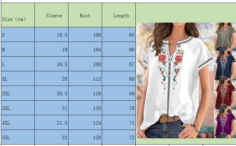 Ethnic Print Short Sleeve Top Greta 