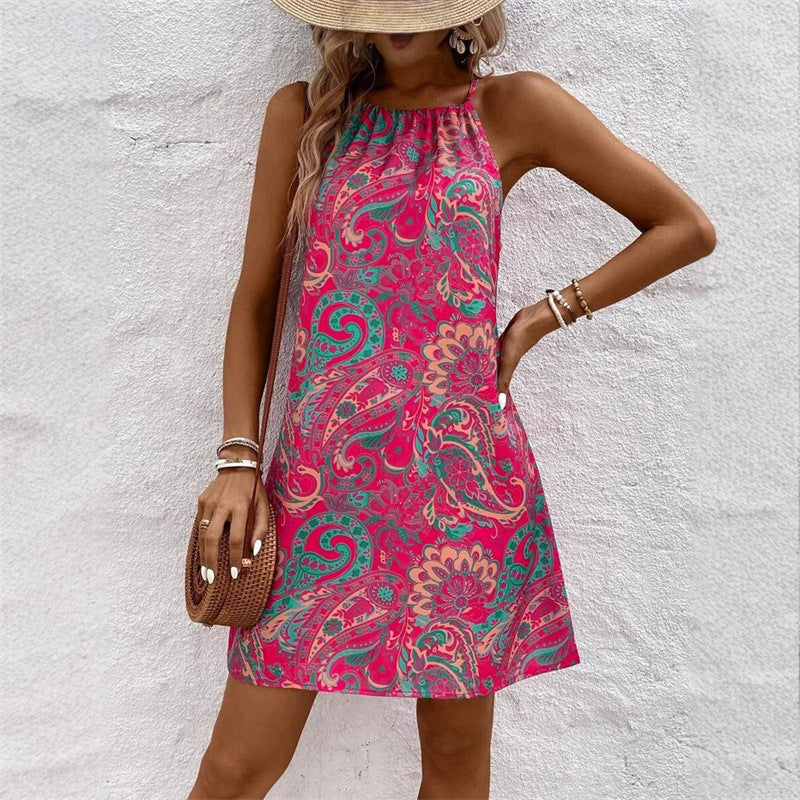 Vibrant Printed Sleeveless Dress by Greta 
