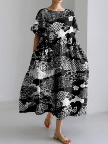 Artful Floral Greta  Summer Midi Dress