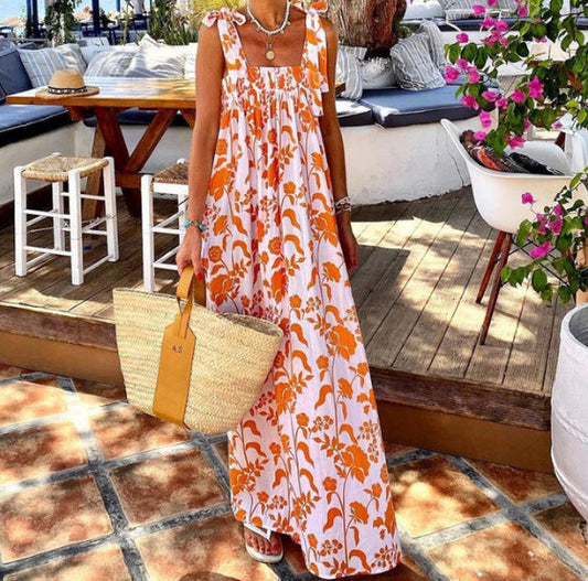 Boho Floral Print Sling Dress by Greta 