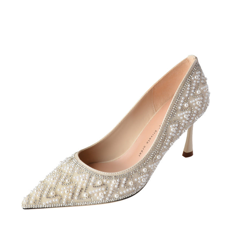 Elegant Pearl Stiletto Heels by Greta 