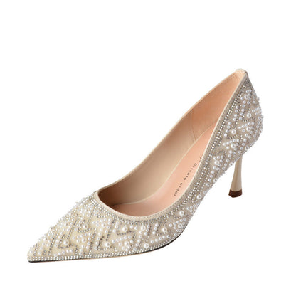 Elegant Pearl Stiletto Heels by Greta 