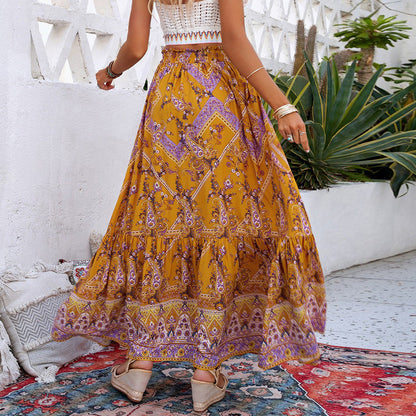 Boho Geometric Greta  Swing Maxi Skirt