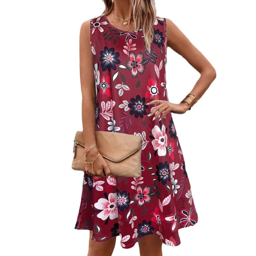 Floral A-Line Sleeveless Dress by Greta 