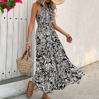 Elegant Floral Halter Dress by Greta 