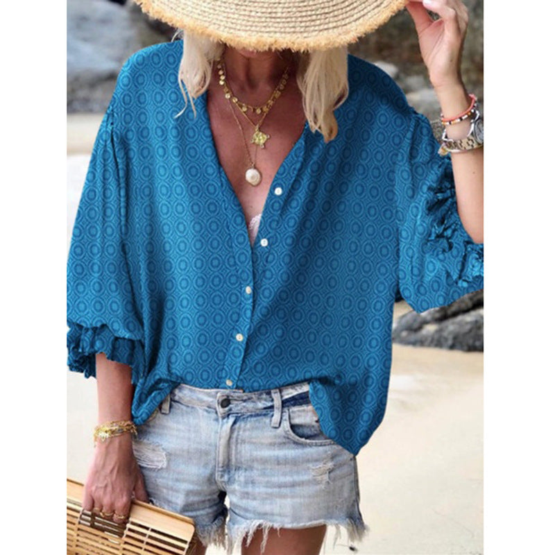 Chic Dot Button Down Blouse by Greta 