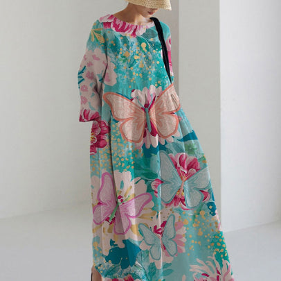 Vibrant Floral A-Line Dress by Greta 