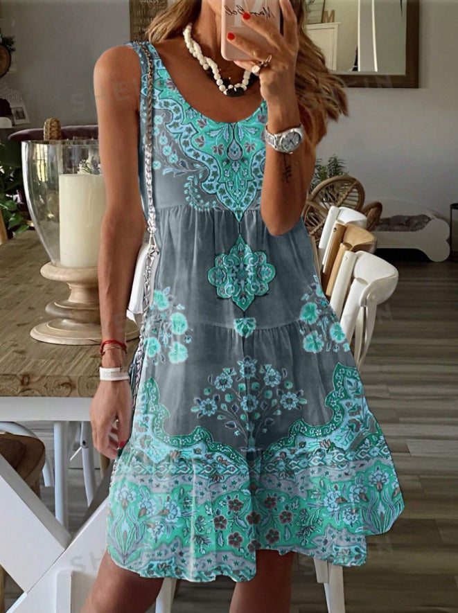 Floral Print Greta  Summer Sleeveless Dress