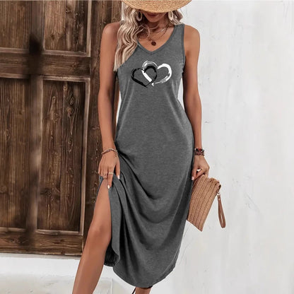 Chic Knit V-Neck Slit Dress by Greta 