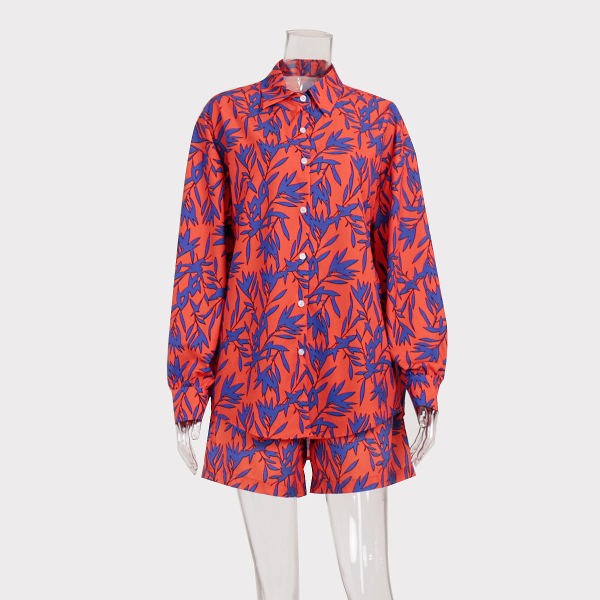 Vibrant Maple Leaf Greta  Printed Shirt Set
