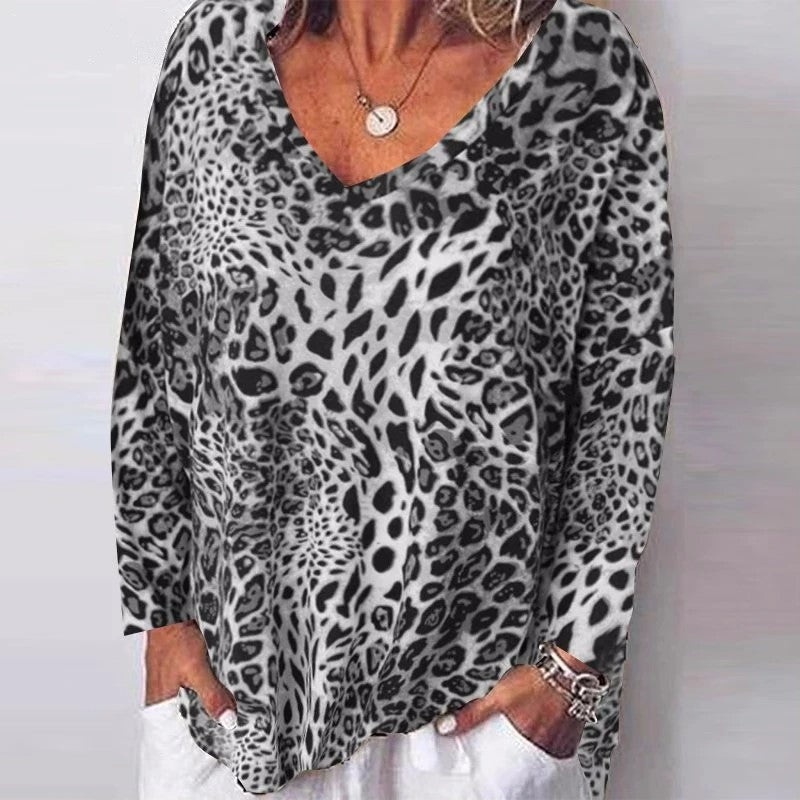 Leopard Print V-Neck Top by Greta 