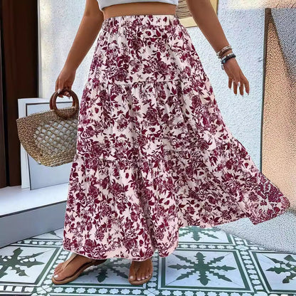 Floral Print Greta  Plus Size Maxi Skirt