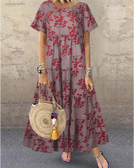 Floral Cotton V-Neck Maxi Dress by Greta 