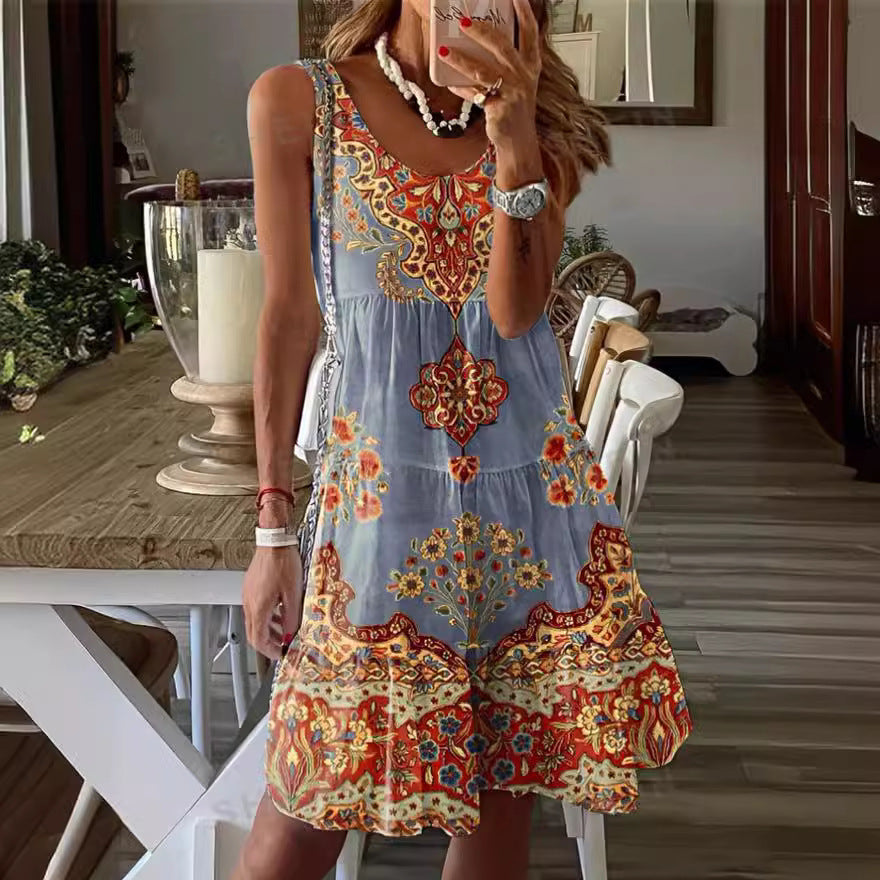 Floral Print Greta  Summer Sleeveless Dress