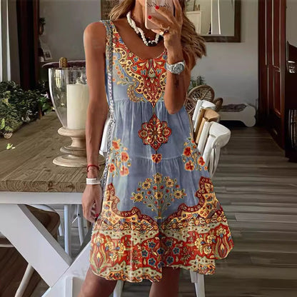 Floral Print Greta  Summer Sleeveless Dress