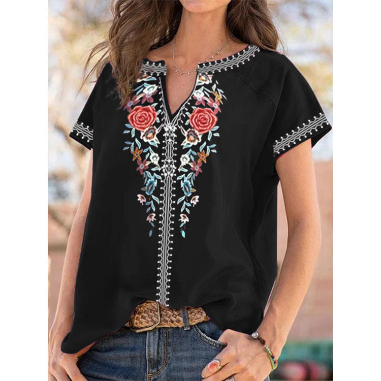Ethnic Print Short Sleeve Top Greta 
