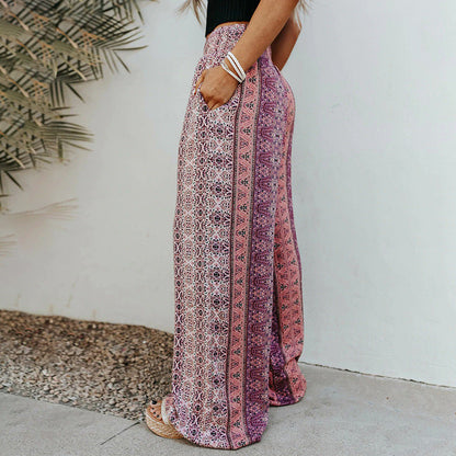 Boho Print Wide Leg Pants by Greta 