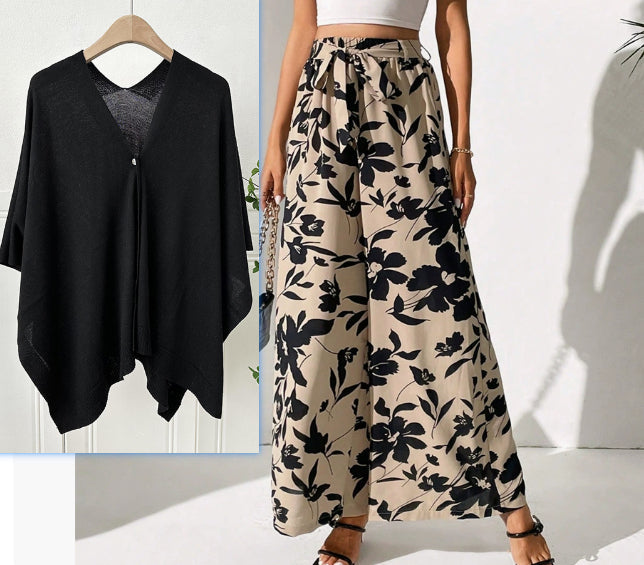 Floral High Waist Wide Leg Pants by Greta 