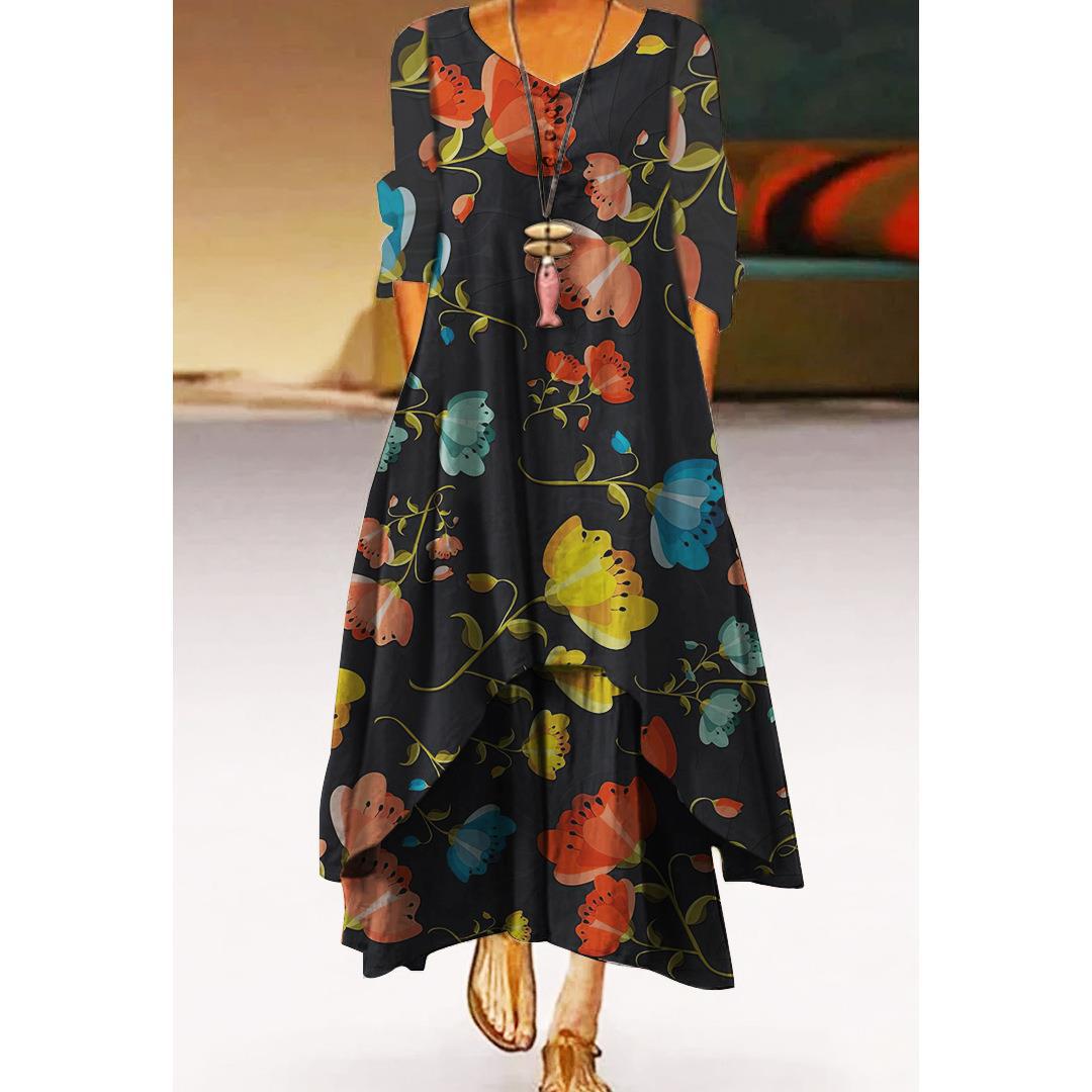 Artistic Floral Swing Dress by Greta 