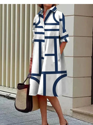 Modern Geometric Greta  Shirt Dress
