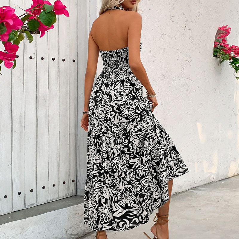 Elegant Floral Halter Dress by Greta 