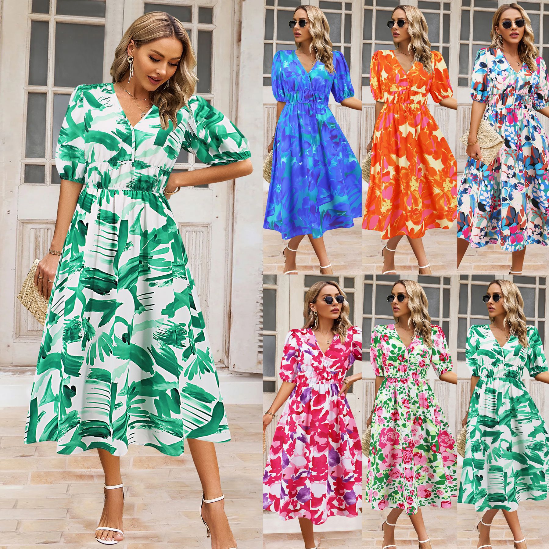 Bohemian Floral V-Neck Dress by Greta 