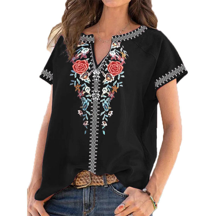 Ethnic Print Short Sleeve Top Greta 