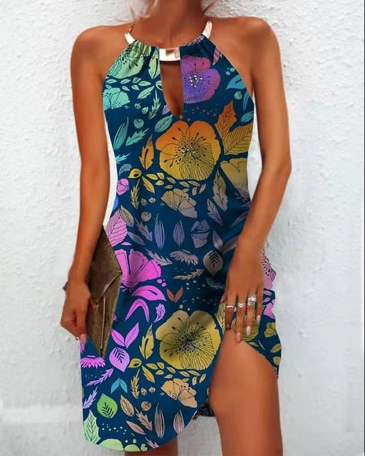 Leaf Print Slim Dress by Greta 