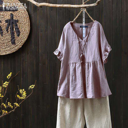 Ruffled Cotton Plus Top Greta  Pinterest-Inspired