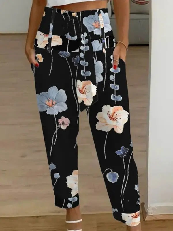 Floral Linen Cropped Pants Greta  Women’s