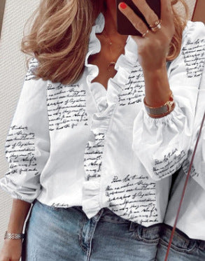 Ruffled Long Sleeve Blouse by Greta 