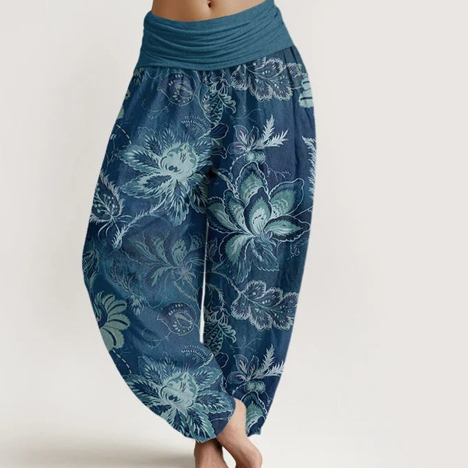 Retro Floral Wide-Leg Pants by Greta 