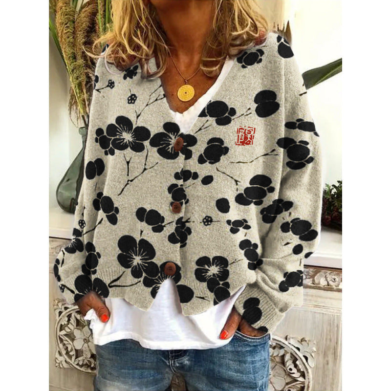 Vibrant Abstract Greta  Casual Cardigan