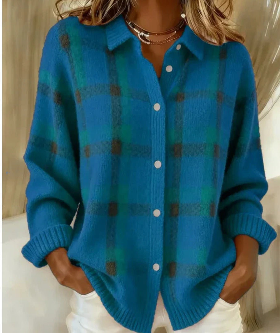 Cozy Stripe Cardigan Blouse by Greta 