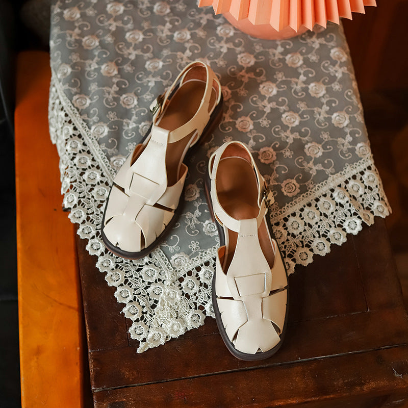 Retro Cowhide Roman Sandals by Greta 