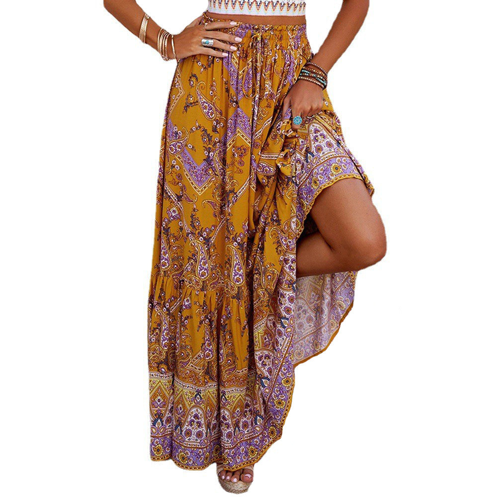 Boho Geometric Greta  Swing Maxi Skirt