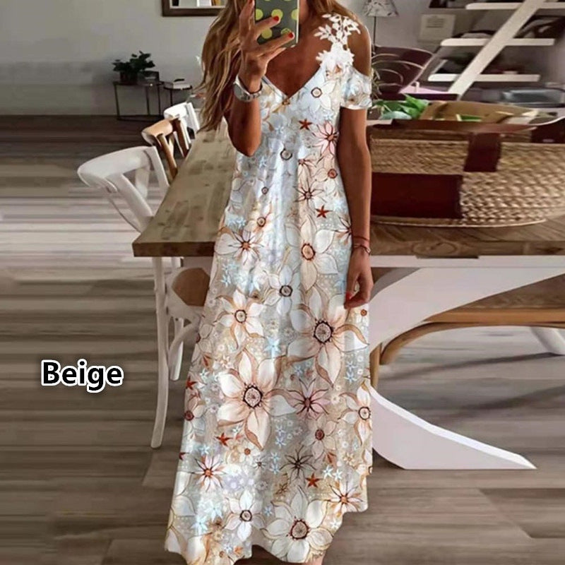 Floral Lace V-Neck Maxi Dress by Greta 